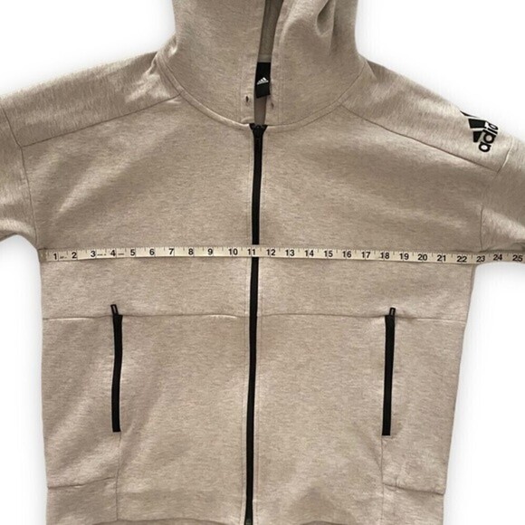 Adidas ID Stadium Full Zip Gray Hoodie Black Zip Comfortable Athletic Sweater - Picture 10 of 15